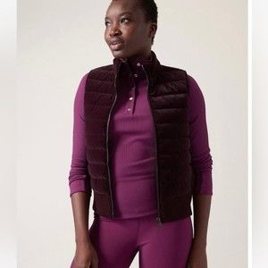 NWT Athleta Vest Hanover Hybrid Puffy Puffer Full Zip Spiced Cabernet Maroon XL